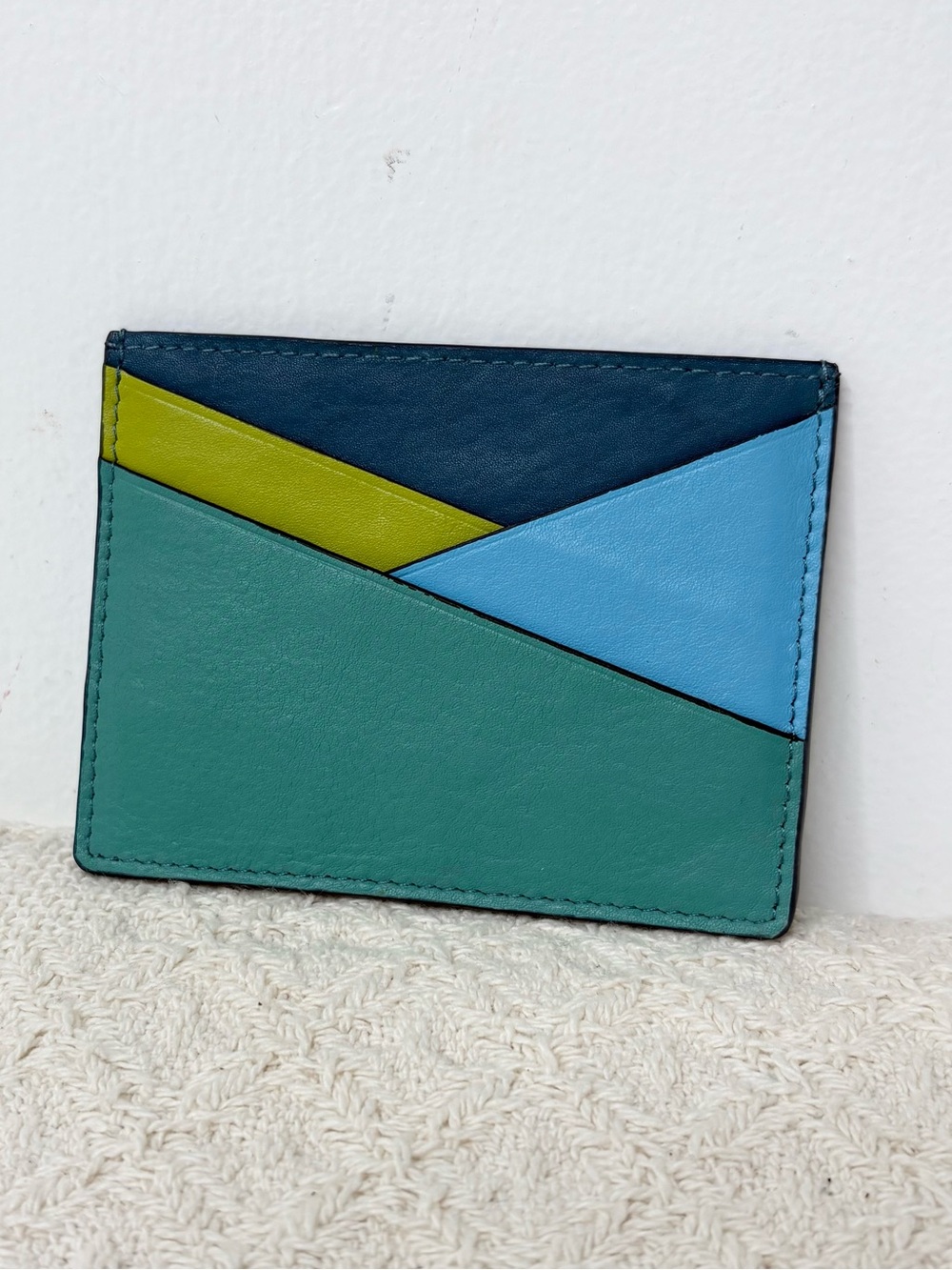 ili New York Asymmetric Card Case Serenity Multi Slim Holder Colorblock Leather
